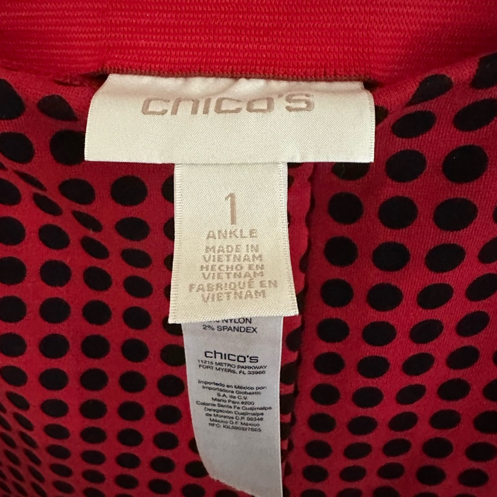 Chico's Red and Black Polka Dot pull on pant size Chicos 1. 8/10 - Picture 5 of 6